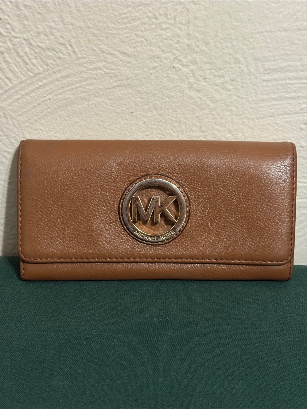 Michael Kors Tan Leather MK Logo Continental Wallet